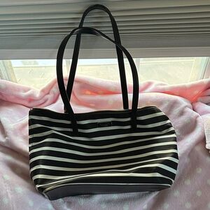Kate Spade Black and White Striped Tote Bag
